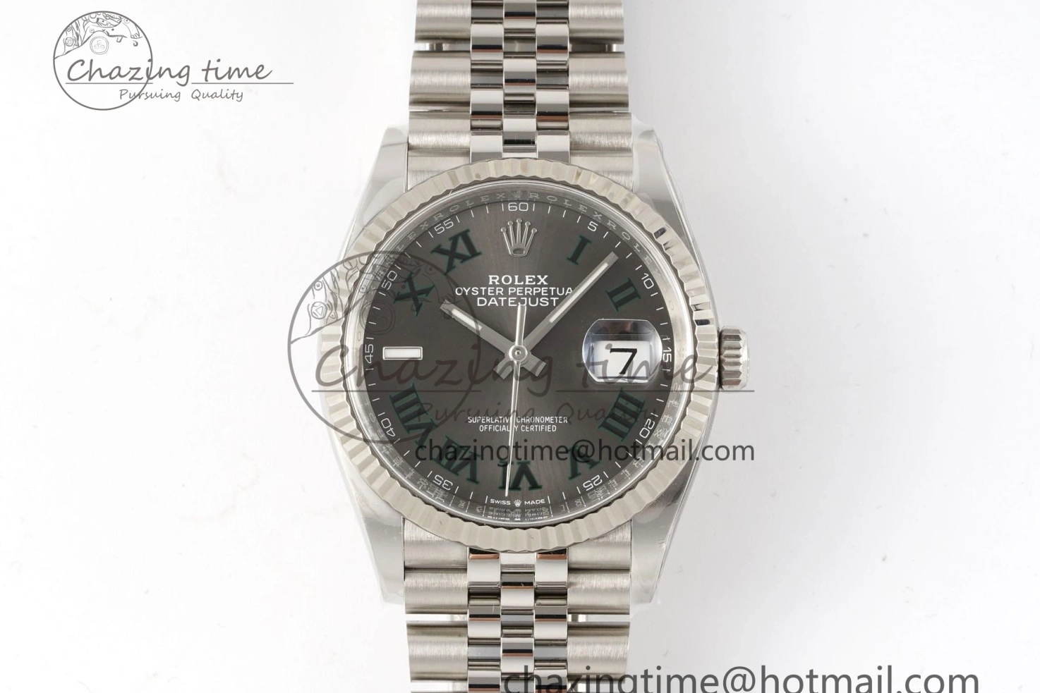 Bracelet Gray Edition 904L Green Roman Best Dial VR3235 Steel 126234 1:1 on DateJust Jubilee 36 Markers Clean 0506